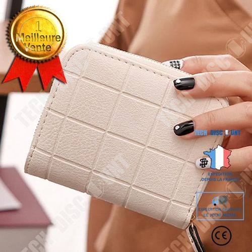 Porte-Monnaie en Cuir PU pour Femmes de Couleur Beige Clair Portefeuille et Porte-Cartes de Bonne Qualité/ Anti-Rayures