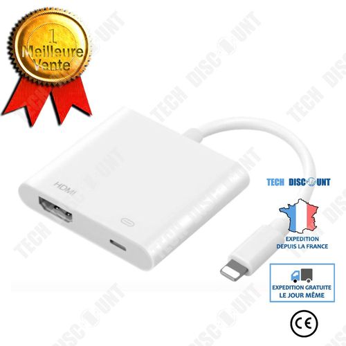 Convient pour iPhone vers HDMI même câble d'écran Câble adaptateur Lightning vers HDMI Câble TV HD 7/8 / XS
