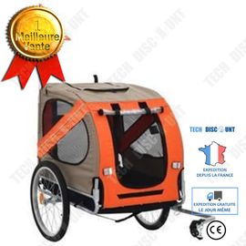 Remorque De Vélo Pour Chiens Orange Et Marron
