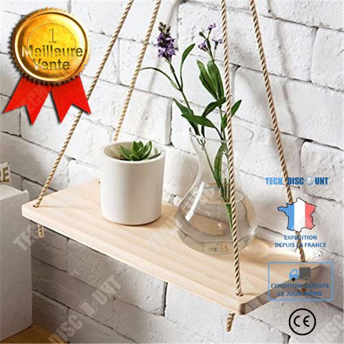 Etagère Murale Suspendue En Bois Mur Étagères Flottantes Corde Étagères Corde Pour Salle De Bain De Salon Cuisine,S 35x14x0.85cm