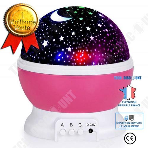 Veilleuse, projecteur étoile rotatif à 360 degrés, lampe de bureau 4 LED 8  couleurs changeantes avec câble USB, idéal pour les décorations de chambre  de bébé et de fête des enfants - Blanc 