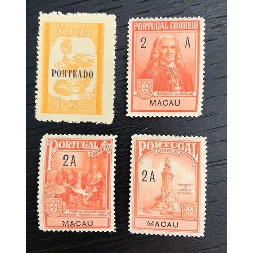 Lot De 4 Timbres Taxes Macao