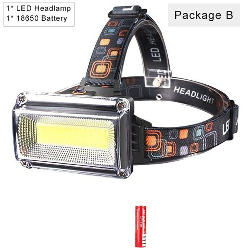 Lampe Frontale D'extérieur Étanche Cob, Rechargeable Par Usb, Avec Voyant Rouge D'avertissement, Haute Luminosité