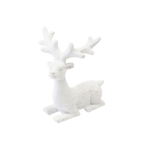 Renne En Résine Blanc Paillette 6,6 Cm