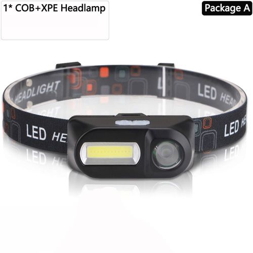 Lampe Frontale T6 + Cob, Alimentée Par 2 Piles 18650, Idéale Pour Le Camping