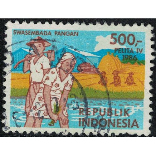 Indonésie 1986 Used Pelita Swasembada Pangan Autosuffisance Alimentaire Y&t Id 1083 Su