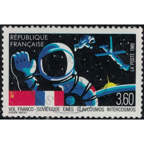 France 1989 Oblitéré Used Vol Franco Soviétique Cnes Glavcosmos Intercosmos Y&t 2571 Su