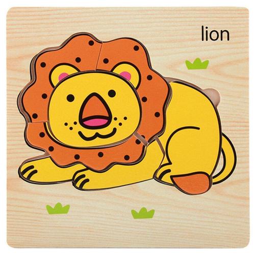 Lion Puzzle En Bois Enfants, 45 Styles, Jouets Éducatifs D'apprentissage Bébés, Animaux Véhicule, Puzzle 3d, Jouet En Bois Nipseyteko