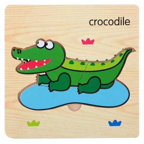 Crocodile Puzzle En Bois Enfants, 45 Styles, Jouets Éducatifs D'apprentissage Bébés, Animaux Véhicule, Puzzle 3d, Jouet En Bois Nipseyteko