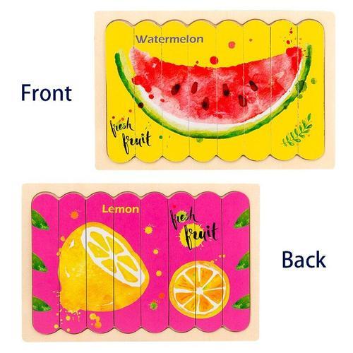 Watermelon-Lemon Puzzle 3d En Boisux Faces Enfants, Véhicule En Bois, Dinosaure, Fruits, Jouets Éducatifs Nipseyteko