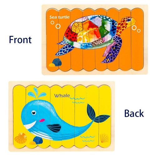 Turtle-Whale Puzzle 3d En Boisux Faces Enfants, Véhicule En Bois, Dinosaure, Fruits, Jouets Éducatifs Nipseyteko