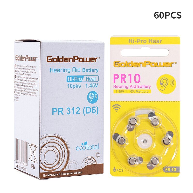 60pcs - A10-PR10 - Batterie, accessoires auditifs, 1 bo�te/6...