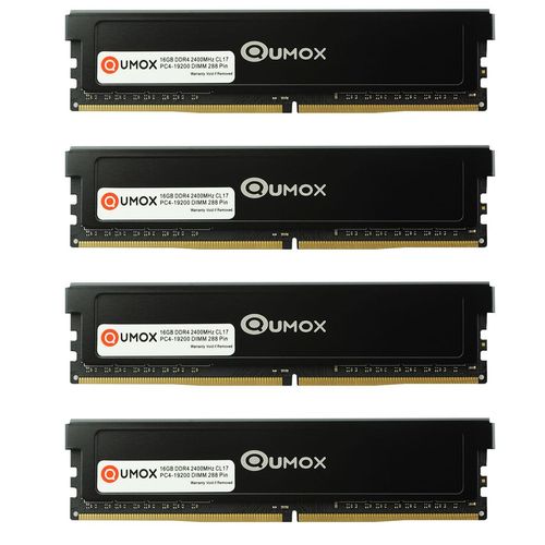 4pcs QUMOX 16Go DDR4 2400 2400MHz PC4-19200 PC-19200 (288 PIN) DIMM mémoire RAM ordinateur de bureau CL17 1.2V