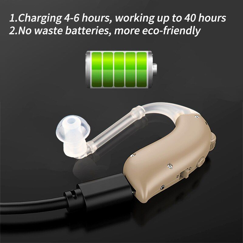 Beige - EU Plug - Proth�se auditive Rechargeable BTE, appare... - 4