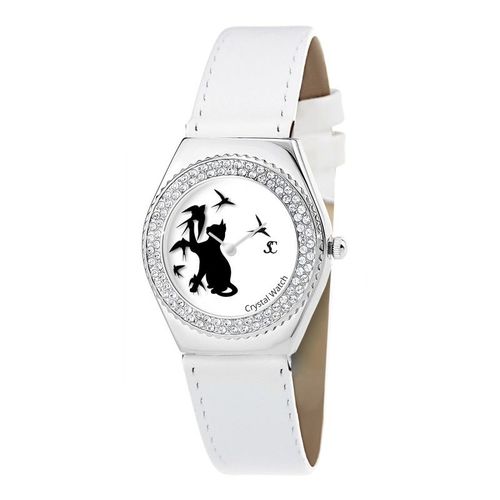 Montre Alysson Chat À Mouvement Tournant Sc Crystal Ornée De Cristaux Autrichiens