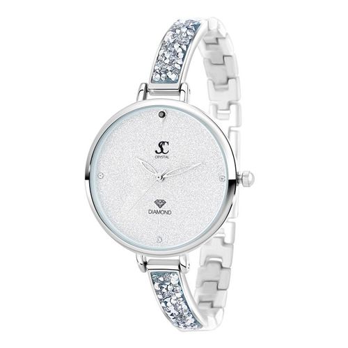 Montre Nola Sc Crystal Ornée De 3 Cristaux Autrichien Et D'un Veritable Diamant Noir
