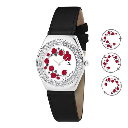 Montre Alysson Coquelicot À Mouvement Tournant Sc Crystal Ornée De Cristaux Autrichiens