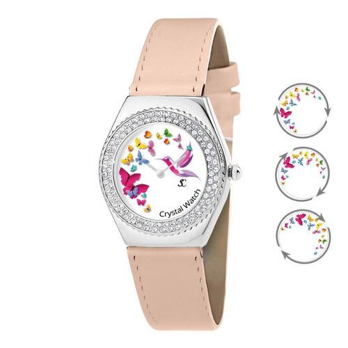 Montre Alysson Papillons À Mouvement Tournant Sc Crystal Ornée De Cristaux Autrichiens