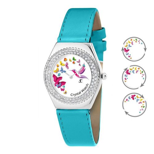 Montre Alysson Papillons À Mouvement Tournant Sc Crystal Ornée De Cristaux Autrichiens