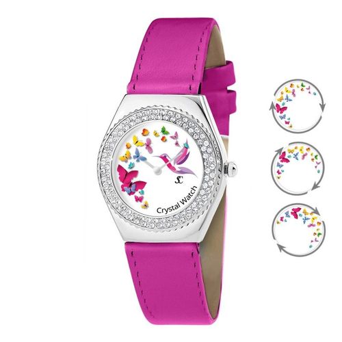 Montre Alysson Papillons À Mouvement Tournant Sc Crystal Ornée De Cristaux Autrichiens