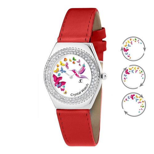 Montre Alysson Papillon À Mouvement Tournant Sc Crystal Ornée De Cristaux Autrichiens