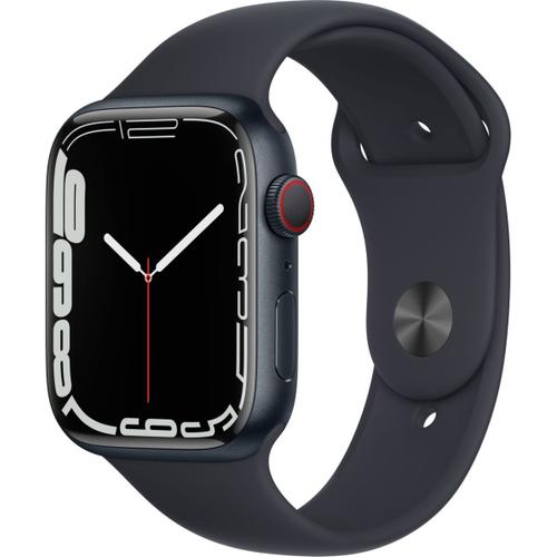 Apple Watch Series 7 (Gps + Cellular) - Boitier 45 Mm Aluminium Noir Minuit Avec Bracelet Sport Noir Minuit