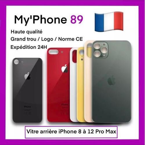 Vitre Arriere Iphone X - Blanc - Grand Trou - Norme Ce