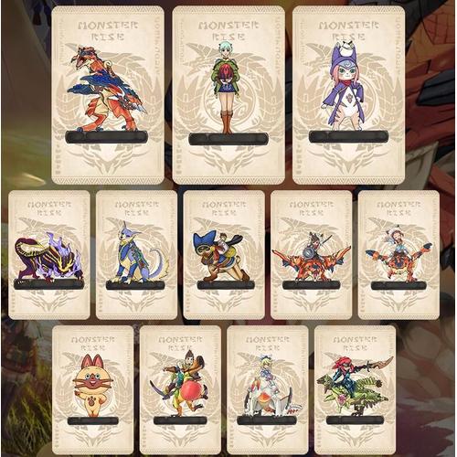 Lot De 12 Mini Cartes Monster Hunter Stories 2 : Wings Of Ruin Amiibo Mh Rise Nfc Compatible Avec Switch/Switch Lite