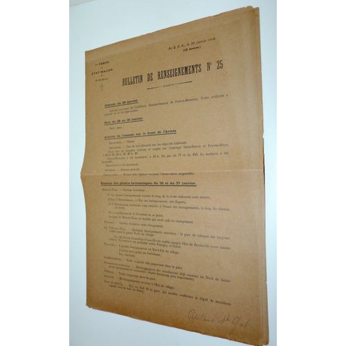 Première Armée, État-Major, Bulletin De Renseignement N°25 Du 30 Janvier 1918, Organisation D'un Point Camouflé