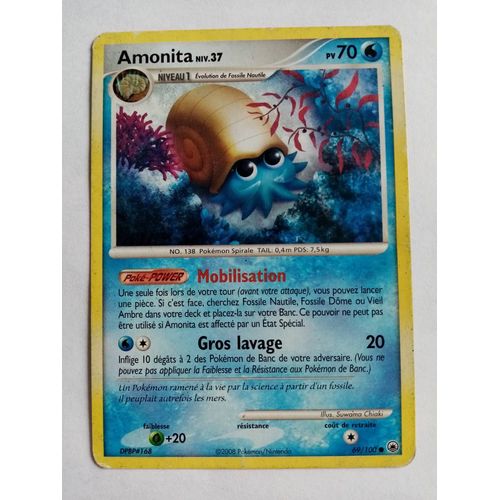 Carte Pokemon Diamant Et Perle - Aube Majestueuse : Amonita 69/100