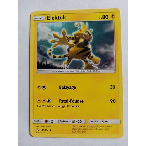 Carte Pokemon Soleil Et Lune - Ultra Prisme : Elektek 43/156