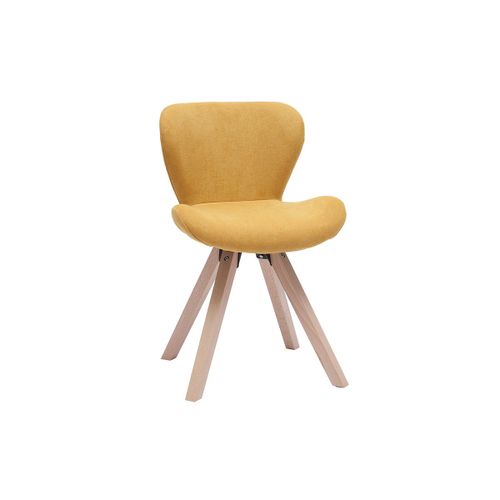Chaise Scandinave Effet Velours Moutarde Et Bois Clair Anya