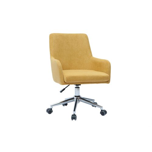 Fauteuil De Bureau Design Effet Velours Moutarde Shana