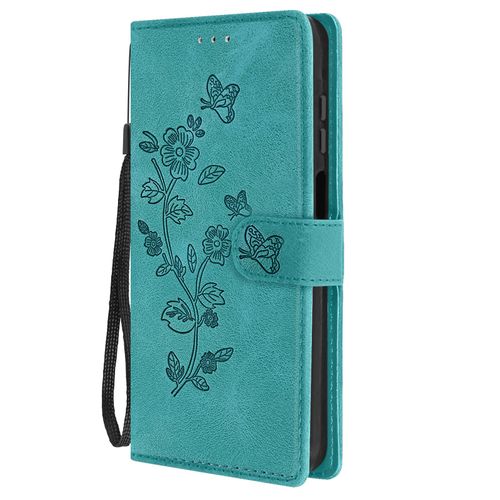Étui Pour Samsung Galaxy A15 5g Portefeuille Fleur Avec Dragonne Turquoise