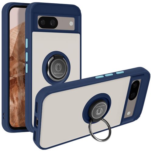 Coque Pour Google Pixel 8a Bague Métallique Support Vidéo Bleu Nuit