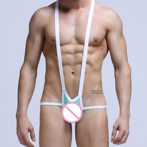 Sexy Hommes Pansement Mankini String Lingerie Maille Sous-Vêtements Stretch Élastique Jockstrap Body Justaucorps T-Back G-String Homme Lingerie