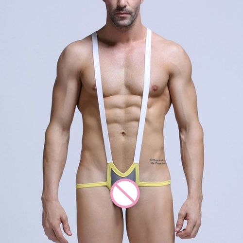 Sexy Hommes Pansement Mankini String Lingerie Maille Sous-Vêtements Stretch Élastique Jockstrap Body Justaucorps T-Back G-String Homme Lingerie