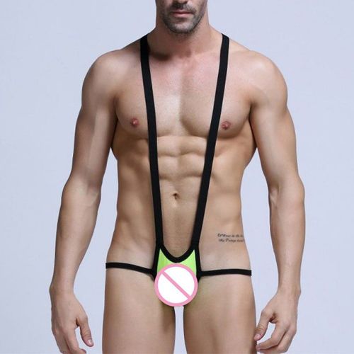 Sexy Hommes Pansement Mankini String Lingerie Maille Sous-Vêtements Stretch Élastique Jockstrap Body Justaucorps T-Back G-String Homme Lingerie