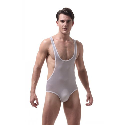 Body En Nylon Pour Homme, Sous-Vêtement Ultra-Fin En Soie Glacée, Corset Transparent