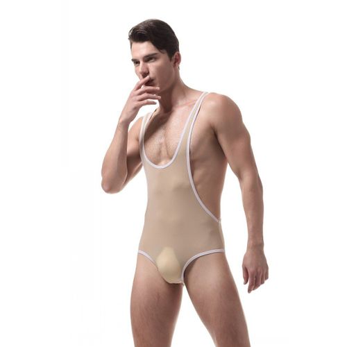 Body En Nylon Pour Homme, Sous-Vêtement Ultra-Fin En Soie Glacée, Corset Transparent