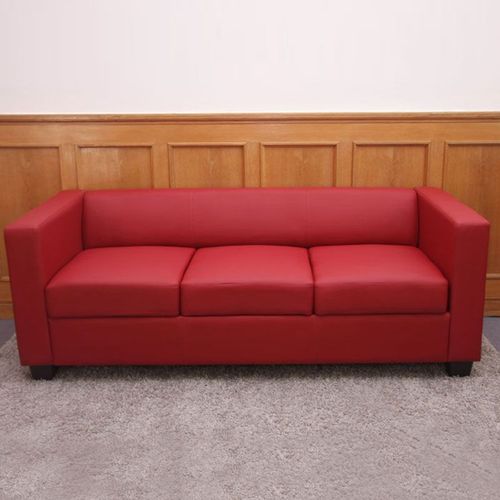 Canapé / Sofa Lille, 3 Places, 191x75x70cm   Simili-Cuir, Rouge