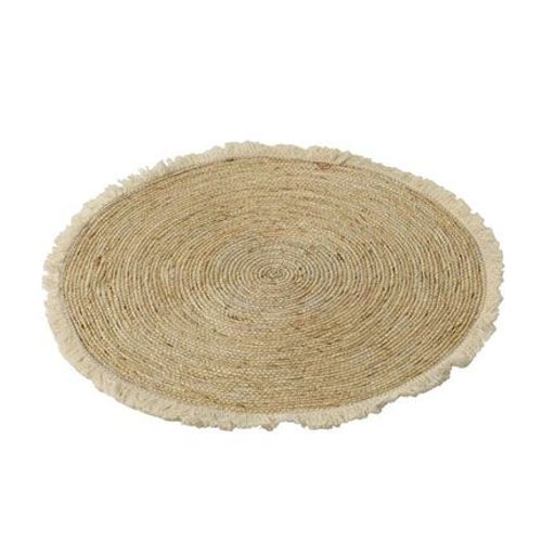 Tapis Rond 70 Cm En Osier Blanc Et Beige - Belly