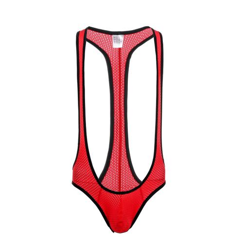 Lingerie Sexy Maille Body Hommes Jockstrap Dos Nu Une Pièce Lutte Singlet Voir À Travers Le Corps Costume Slips Gay Bondage Mankini