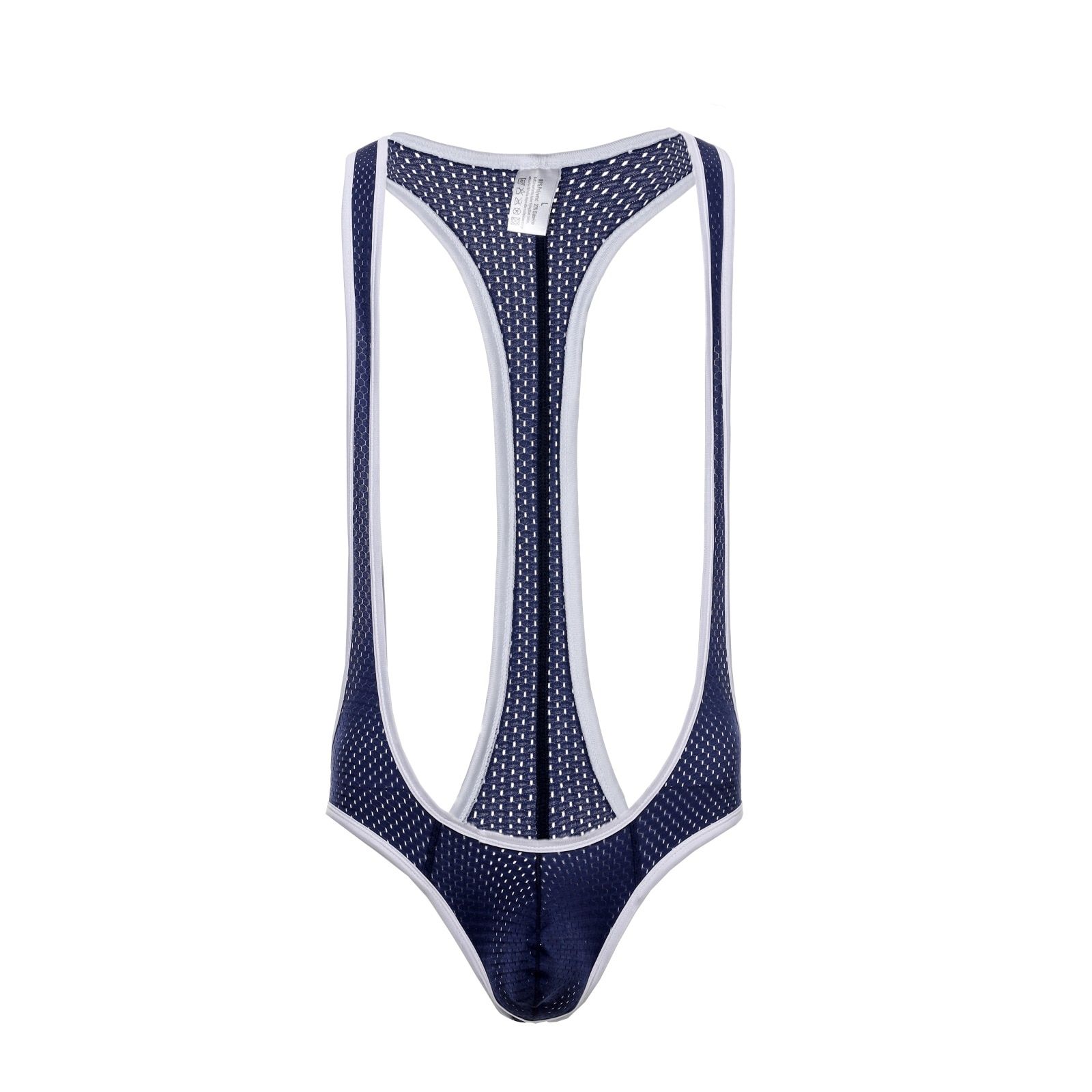 Lingerie Sexy Maille Body Hommes Jockstrap Dos Nu Une Pièce Lutte Singlet Voir À Travers Le Corps Costume Slips Gay Bondage Mankini