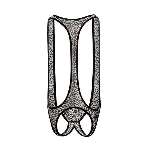 Une Pièce Body Hommes Sexy Imprimé Léopard Dos Nu Sous-Vêtements Lutte Singlet Combinaison Érotique Sangle Costume Jockstrap Lingerie