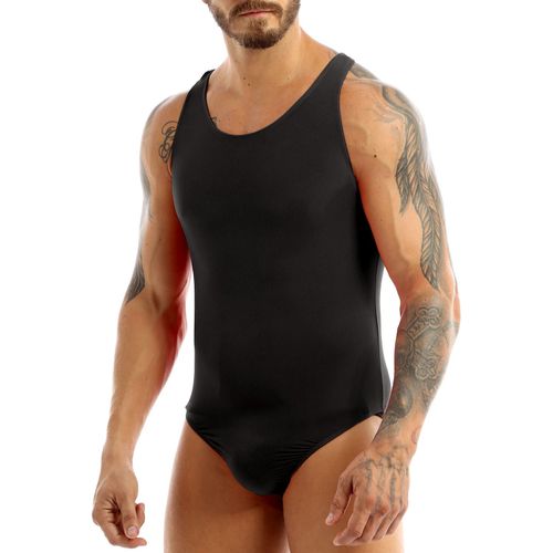 Iefiel Lingerie Sexy Hommes Extensible Mankini String Sur L'épaule Maillot De Corps Body Pour Hommes Shapers Combinaison Body