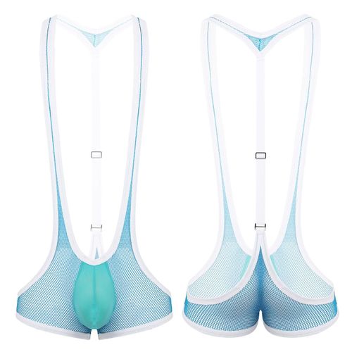 Sous-Vêtements En Résille Transparent Pour Hommes, Une Pièce, Jockstrap, Transparent, Dos Y, Poche Bombée, Bretelles, Lutte, Singlet