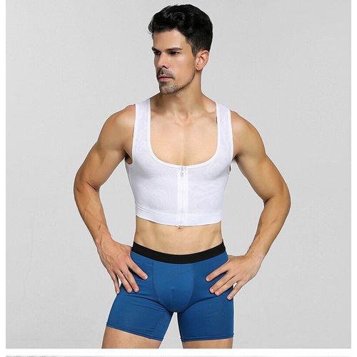 Corset De Compression De Poitrine Pour Hommes, Sous-Vêtement Avec Soutien-Gorge À Fermeture Éclair, Gilet Amincissant Sexy Pour Hommes, Correcteur De Posture