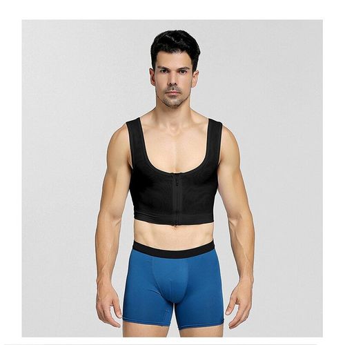 Corset De Compression De Poitrine Pour Hommes, Sous-Vêtement Avec Soutien-Gorge À Fermeture Éclair, Gilet Amincissant Sexy Pour Hommes, Correcteur De Posture