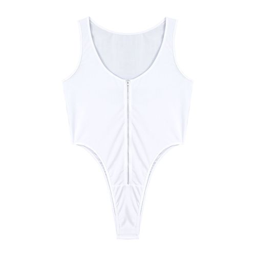 Hommes Homme Body Costume Sans Manches Fermeture Éclair Devant Body Vêtements De Nuit Décontracté Col En U Haute Coupe Combinaisons Sport Fitness Justaucorps Clubwear